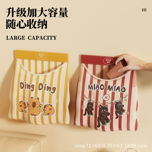 Magic Tape Sock Storage Bag Hanging Bag Door Back Storage Trash Bag Wall Hanging Miscellaneous Pocket Plastic Bag Storage Wall Hanging