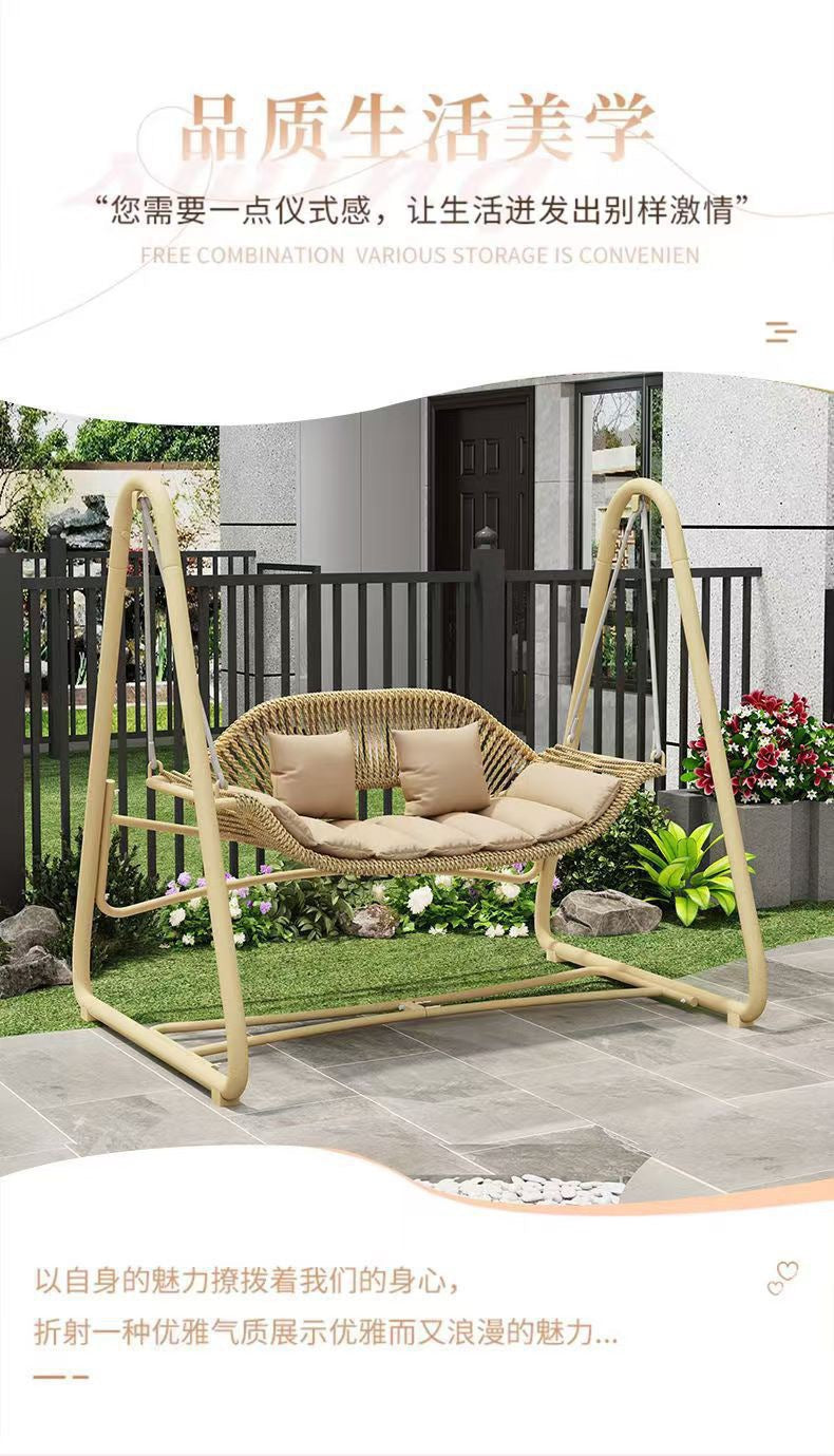 Outdoor Swing Courtyard Cradle Hanging Chair Villa Garden Balcony Terrace Leisure Lazy Internet Celebrity Double Swing Chair
