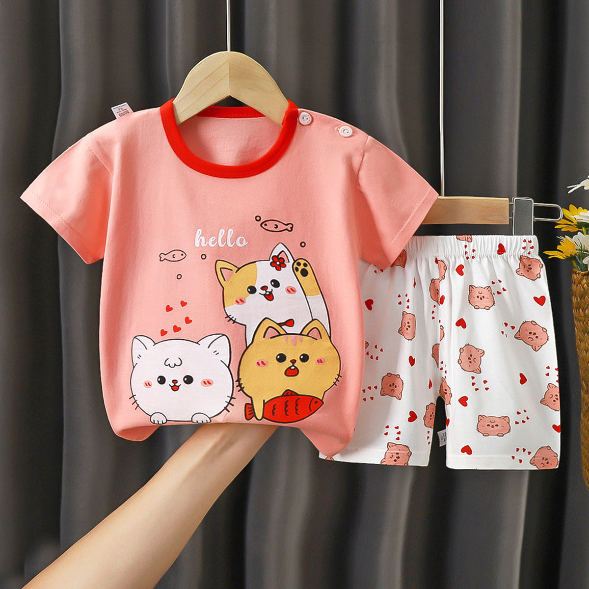 Children's Summer Short Sleeve Set a Cotton-like Boys' and Girls' Clothing t T-shirt Baby Summer Clothing2025Children's Clothing