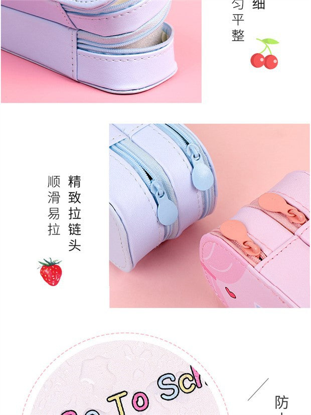 Back-to-School Season Double-Layer Pencil Case Large Capacity Simple Canvas Japanese Style ins Cute pencil case for girls and elementary school students http://detail.1688.com/offer/641079955231.html