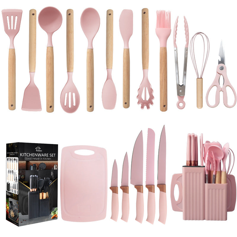 Silicone Spatula Soup Spoon19Set of Non-Stick Pans Silicone Spatula Household Food-Grade Silicone Kitchen Utensils Knife Set Wholesale