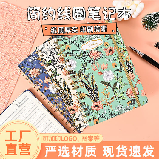 Customizable Painted Garden Elastic Band Spiral Notebook Diary Notepad Exam Preparation Student Workbook Notebook Wholesale