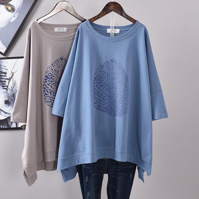 200Plus Size Women's Summer Leaf Print Casual Split Mid-Length Short Sleeve Dress T Women's Loose Fit Plus Size Shirt