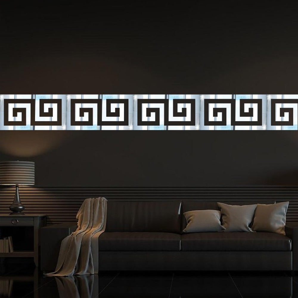 Hot-Selling Spiral Acrylic Mirror Sticky Paper Clips Waistline Wall Stickers for Home Living Room DIY Decorative Mirror Wall Sticker