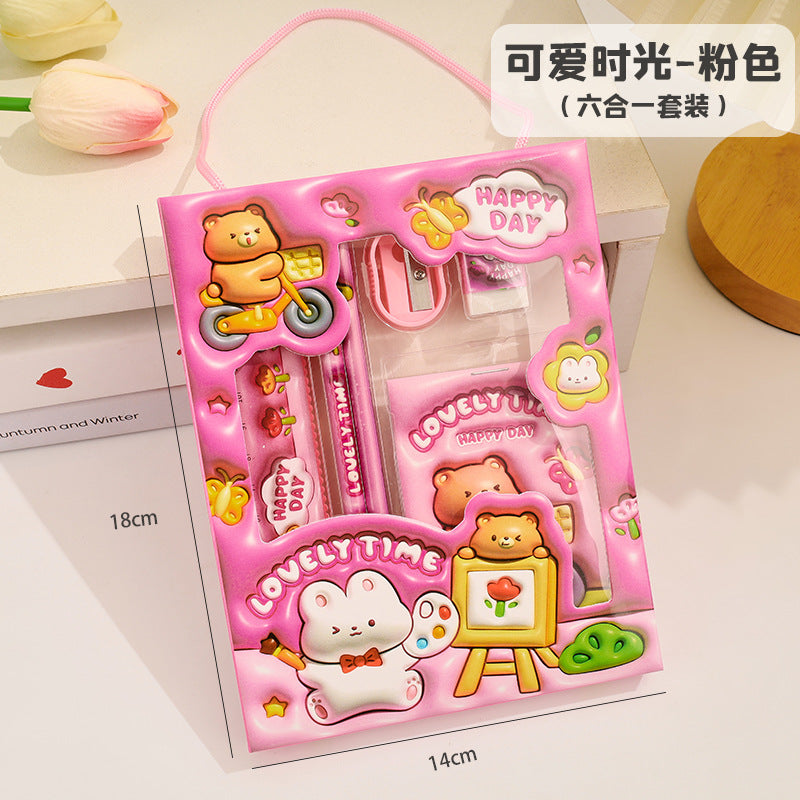 Creative Pencil Six-piece Stationery Set Handheld Gift Box Cartoon Elementary School Children's Day Back-to-School Season Gift Wholesale http://detail.1688.com/offer/926357993004.html