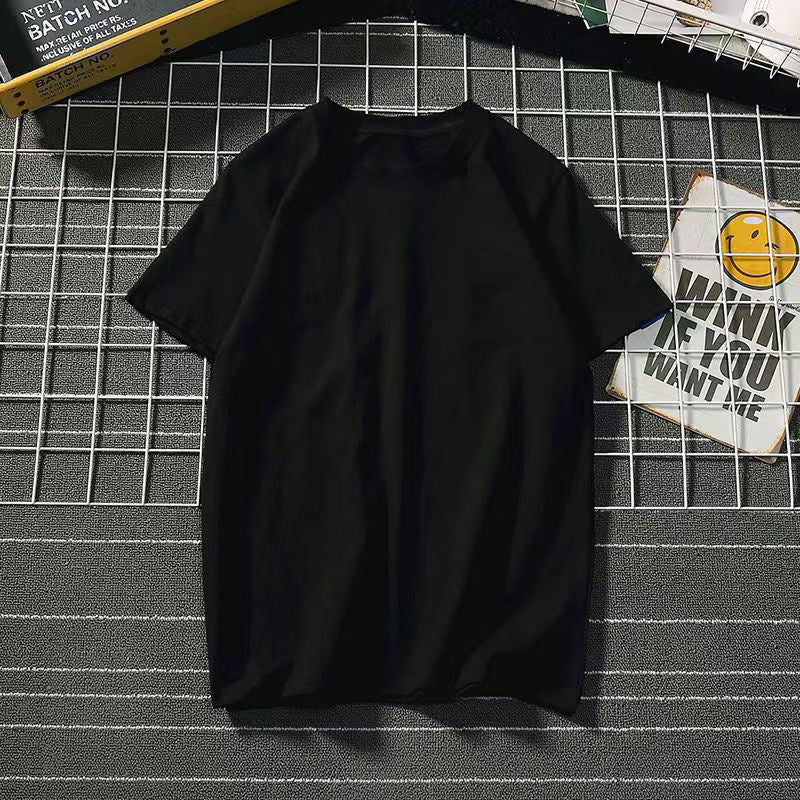 Ice Silk Cool Short Sleeve Men's Loose Student Black and White Half Sleeve T-Shirt Summer Trendy Round Neck T Shirt All-Match Bottoming Shirt