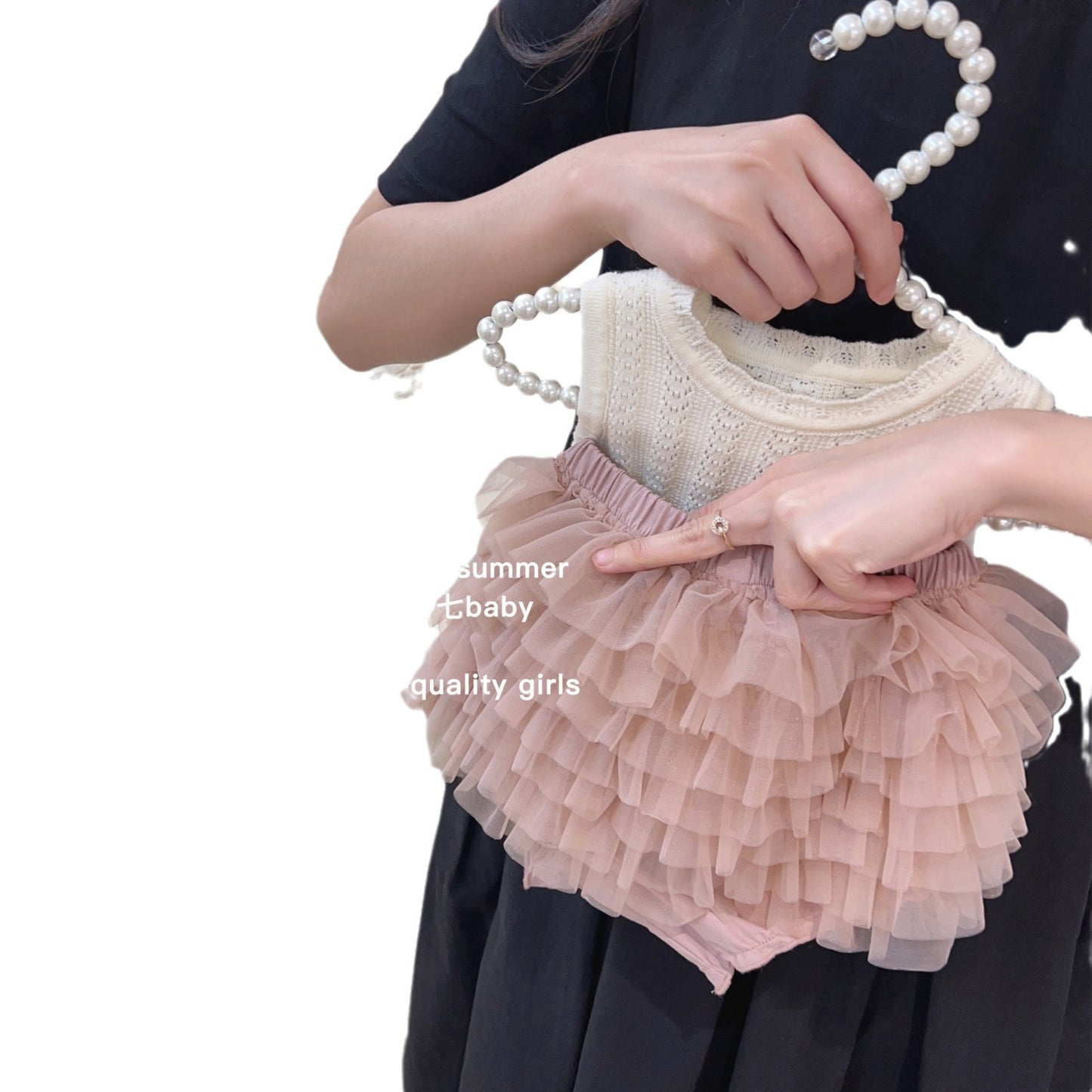 Sweet Little Girl Summer tutu High-Quality Mesh Cake Skirt Two-Piece Set Cute Tank Top and Shorts Two-Piece