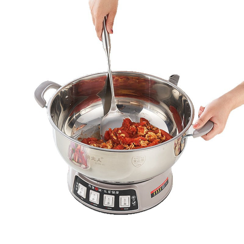 Electric Heating Pot Multi-Functional Household304Thickened Multi-Use Pot Electric Frying Pan Rice Cooker Plug-in Integrated Electric Cooking Pot for Dormitory