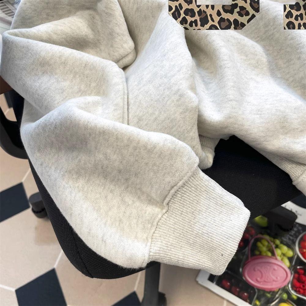 2025New Super Hot Lazy Style Leopard Print Digital Sweatshirt for Women Loose Fit Couple Versatile Long Sleeve Top Trendy