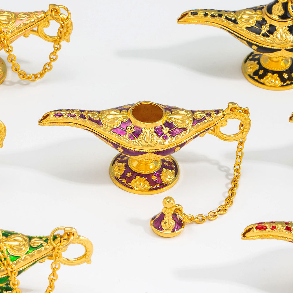 Cross-Border Hot Item Xiyin Aladdin's Magic Lamp Small Alloy Decorative Ornaments Crafts Pattern Magic Lamp