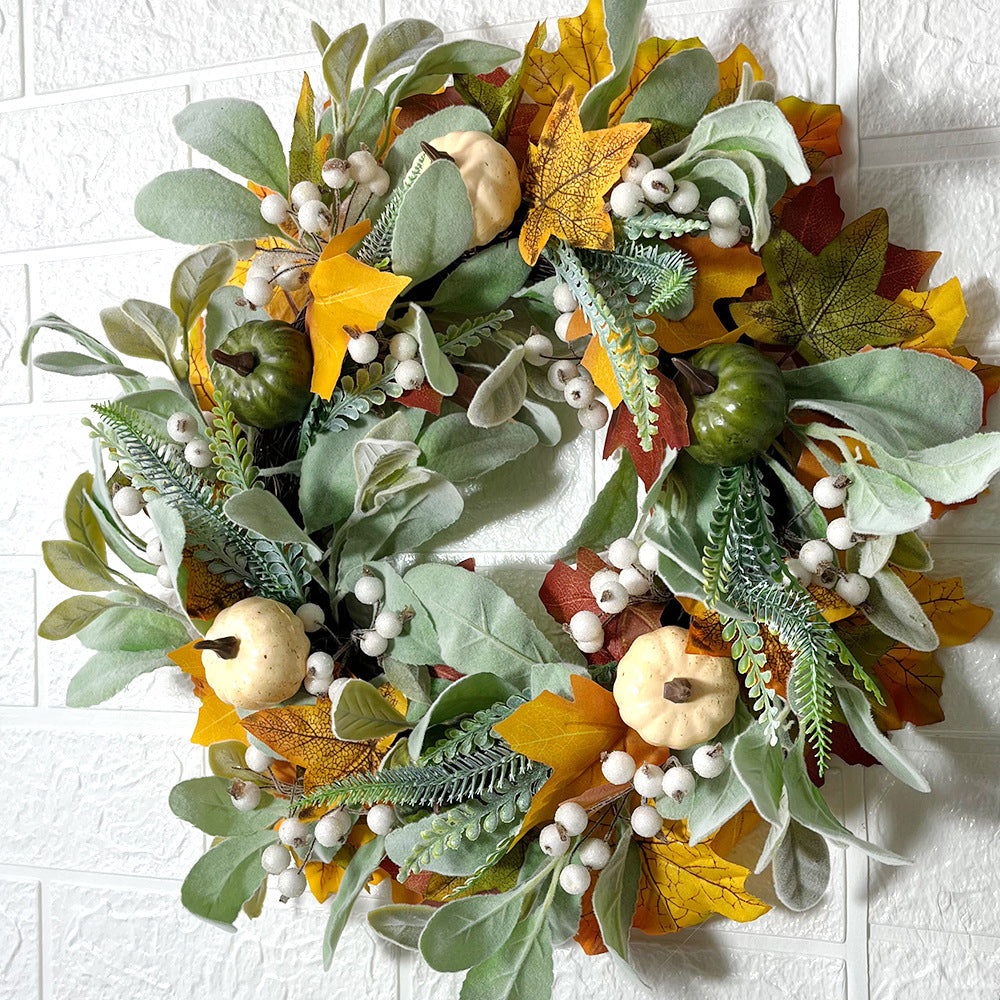 Autumn White Pumpkin Maple Leaf Wreath Amazon Thanksgiving Harvest Festival Autumn Artificial Wreath Pumpkin