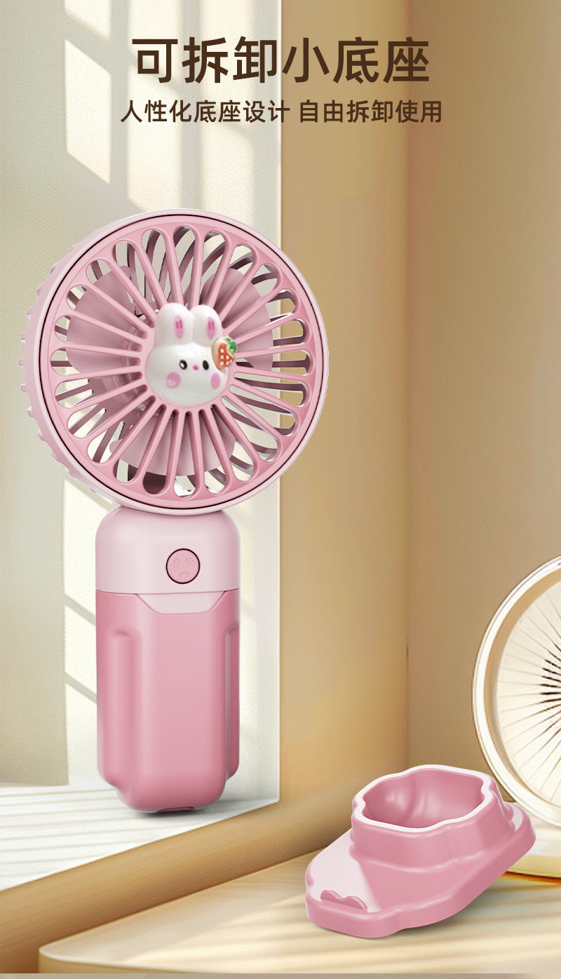 Children's Small Handheld Fan Student Gift Portable Cartoon Mini Portable Rechargeable Small Desktop Fan