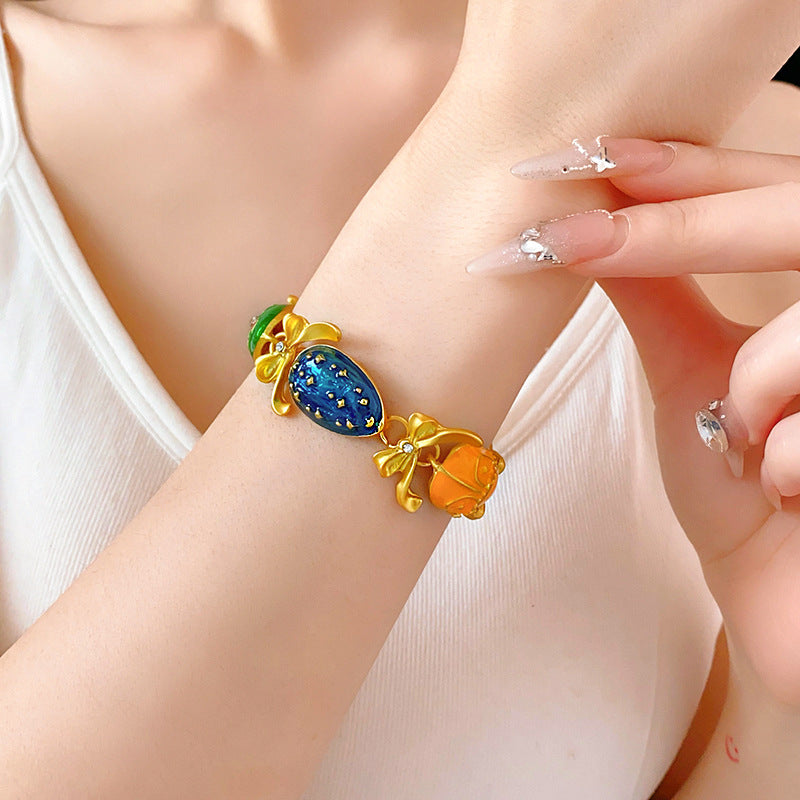 Medieval vintage Water Drop Flower Bow Necklace Palace Style Diamond Inlaid Oil Drop Collarbone Chain High-end Jewelry