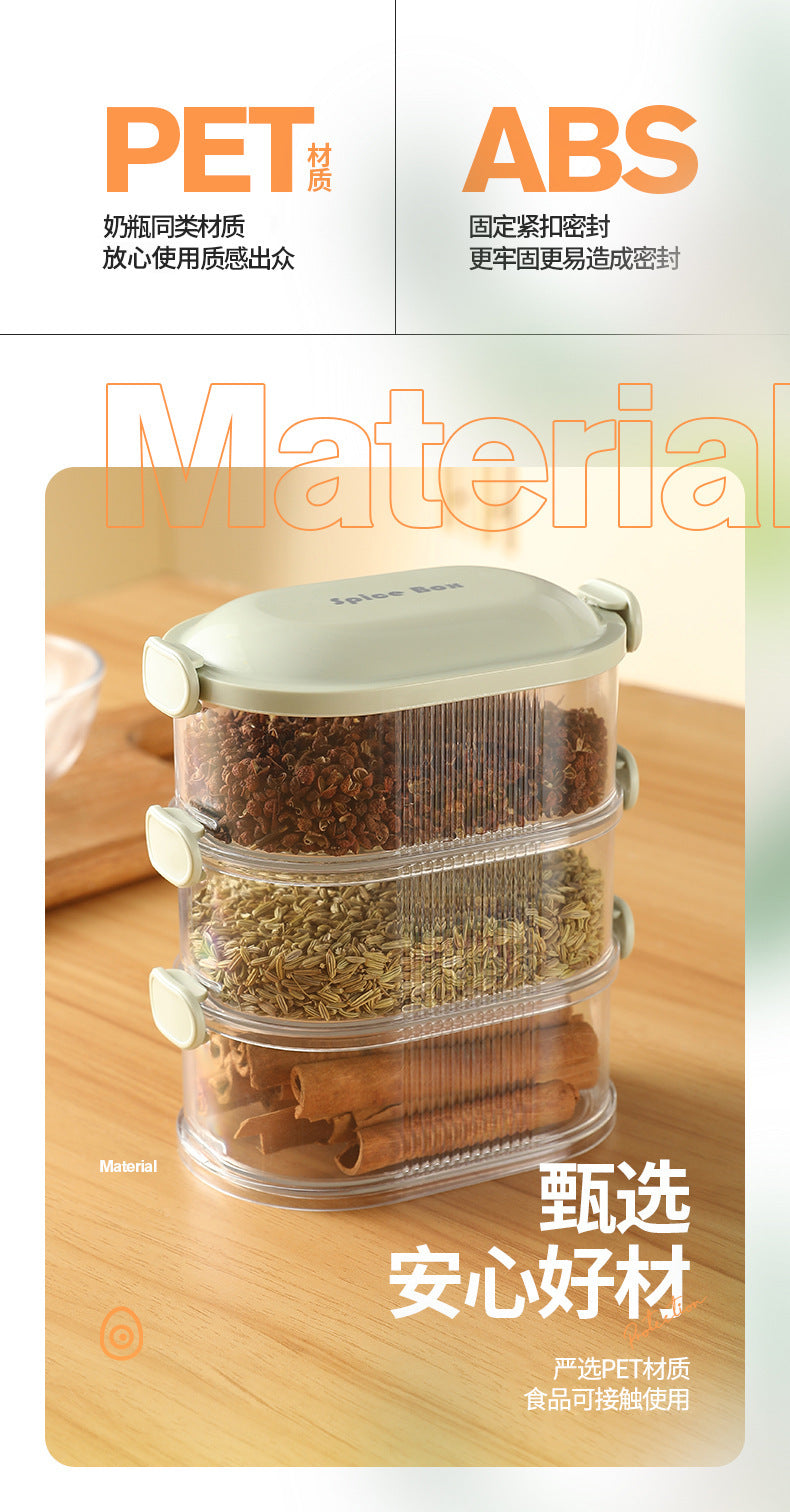 Spice Storage Box Food Grade Compartment Box Household Kitchen Sichuan Pepper Aniseed Seasoning Storage Box Seasoning Sealed Jar