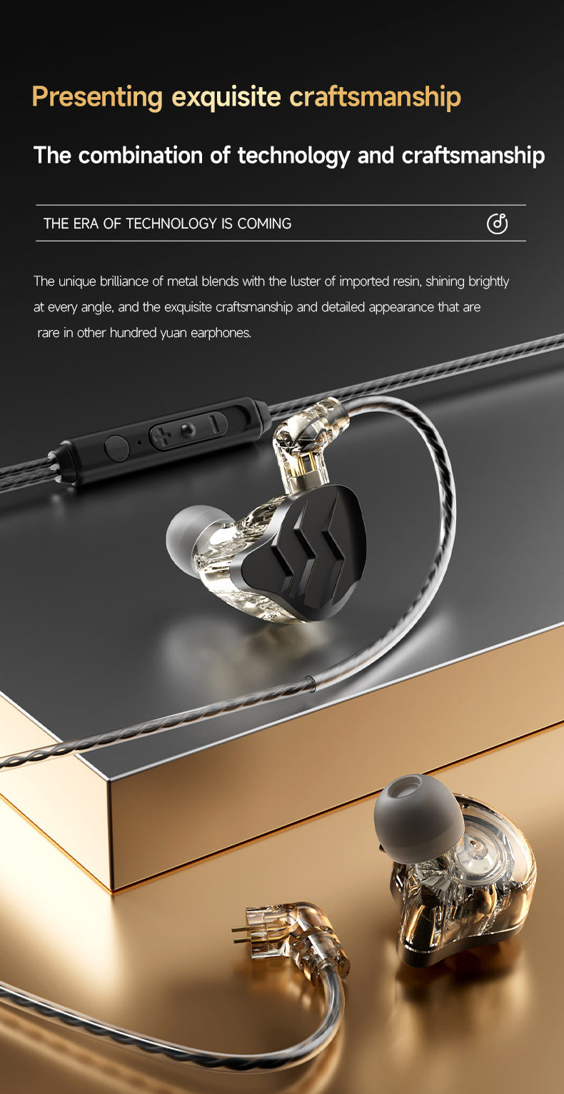 Cross-border new in-ear sports headphones with interchangeable cables, plug-in gaming style HIFI Dynamic Wired Earphones for Mobile Phones