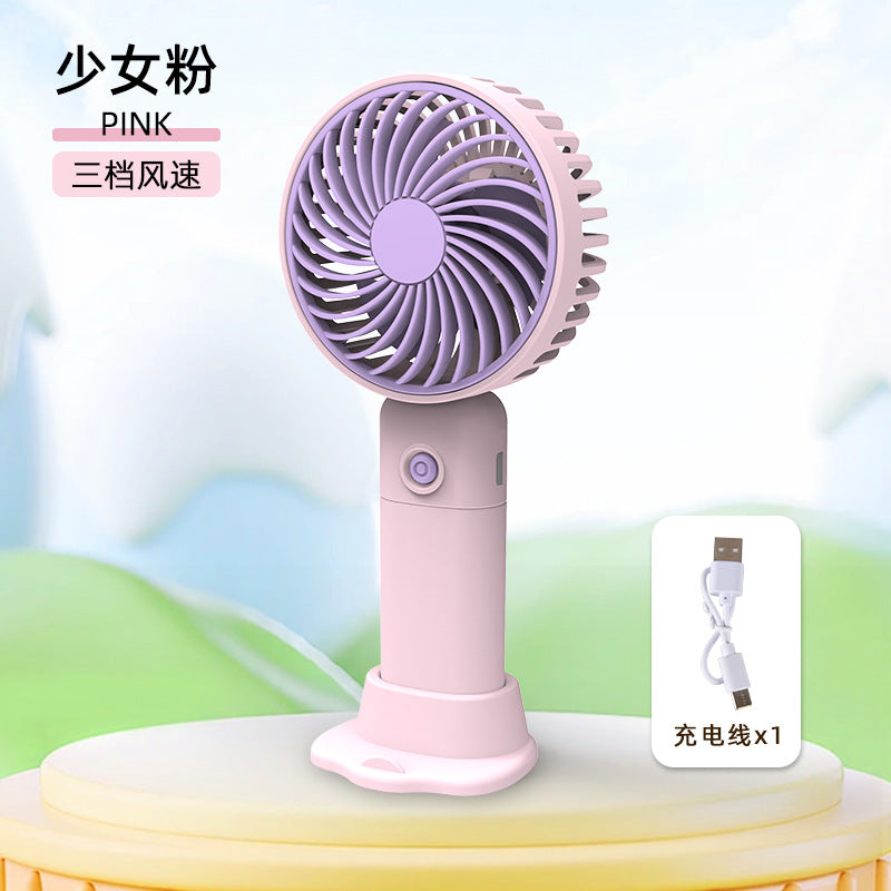 Children's Small Handheld Fan Student Gift Portable Cartoon Mini Portable Rechargeable Small Desktop Fan