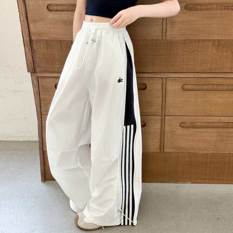 Girls' Summer Thin Pants2025New Cool and Stylish Quick-Dry Cargo Pants for Middle School Students Ice Feel Wide-Leg Pants