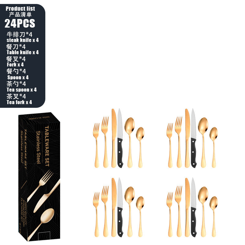 Tableware set Stainless Steel Tableware Set8Set of Cutlery, Fork, and Spoon for One Person48Set of Steak Knives in Color Box