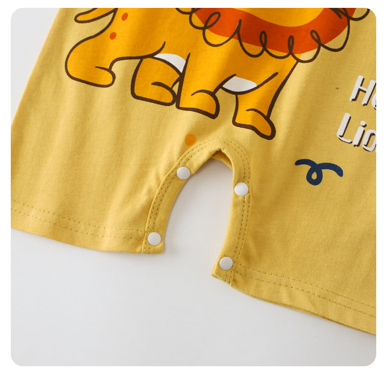 Summer New Infant Crawling Suit Pure Cotton Korean Version Thin Boys' Short Sleeve Girls' One-Piece Romper
