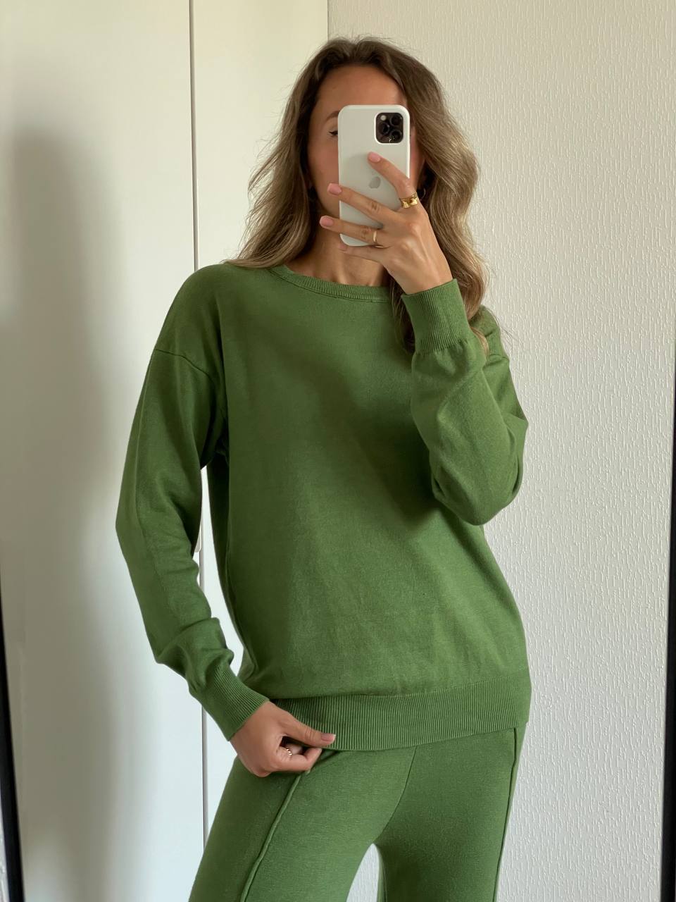 2025Autumn and Winter New ins Women's Loose Round Neck Sweater Set with Carrot Pants European and American Knitted Sets