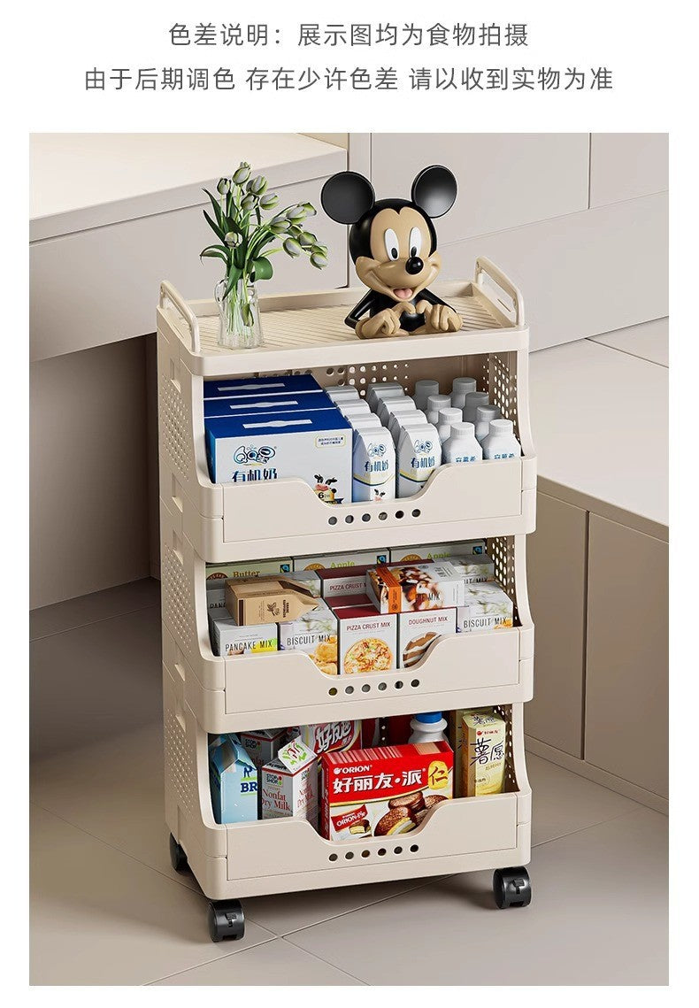 Thickened Floor-standing Small Cart Snack Storage Rack Multi-layer Organizer Living Room Bedroom Large Capacity Storage Organizer Mobile