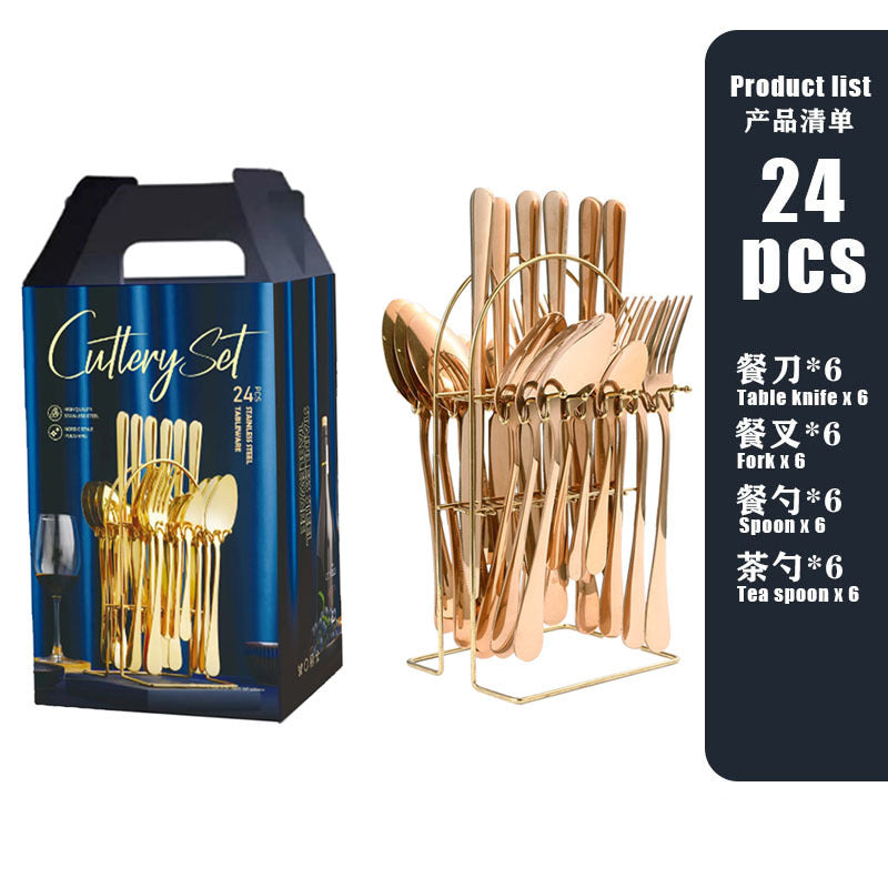 tableware set Stainless Steel Tableware1010Series Western Dining Rack Knife Fork Spoon24Set of Color Boxes