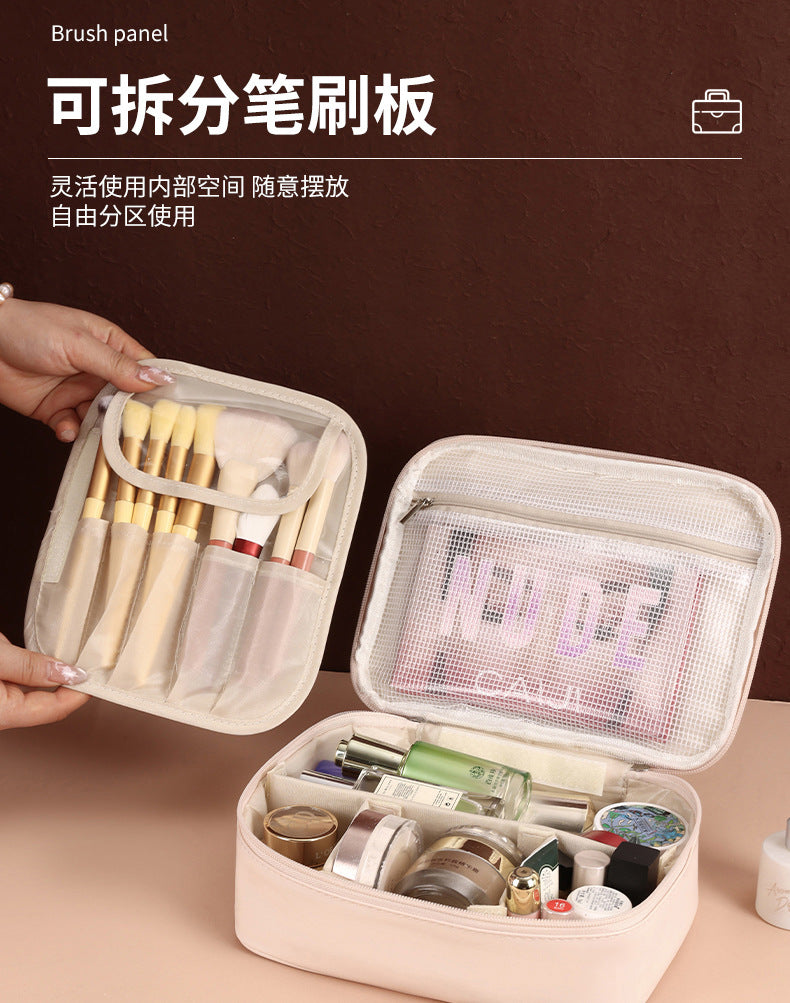 Cross-Border New Detachable Makeup Bag Waterproof Large Capacity Storage Bag Portable Handheld Free Partition Toiletry Bag