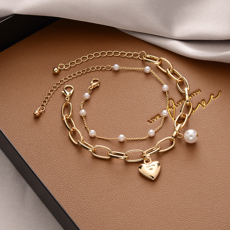 Korean Versatile Pearl Bracelet for Women ins Niche Style High-End Titanium Steel Bracelet Couple Bracelets Wholesale