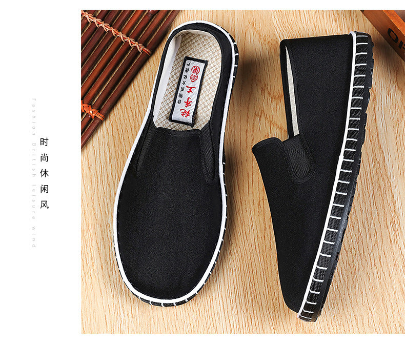 Old Beijing Cloth Shoes for Men, Spring New Breathable Comfortable Handmade Traditional Thousand-Layer Men's Cloth Shoes, Slip-On Lightweight Wear-Resistant