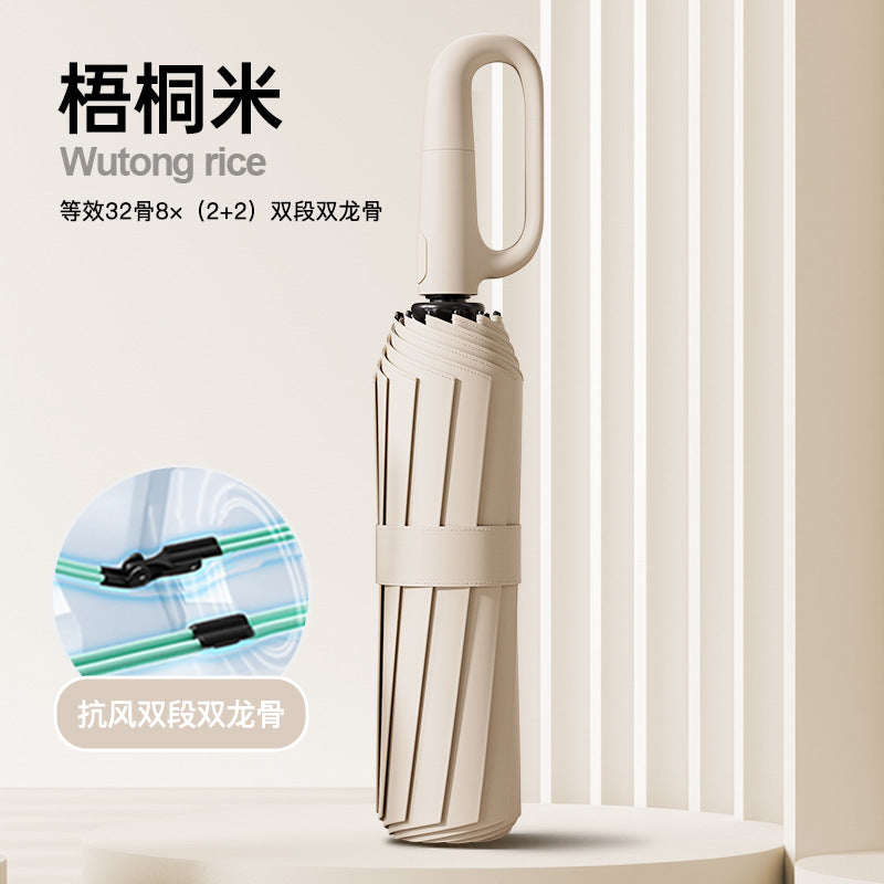 72Fully Automatic Ring Buckle Umbrella Portable Large Custom Wholesale Men's Hook Folding Dual-use for Sun and Rain Women's Special