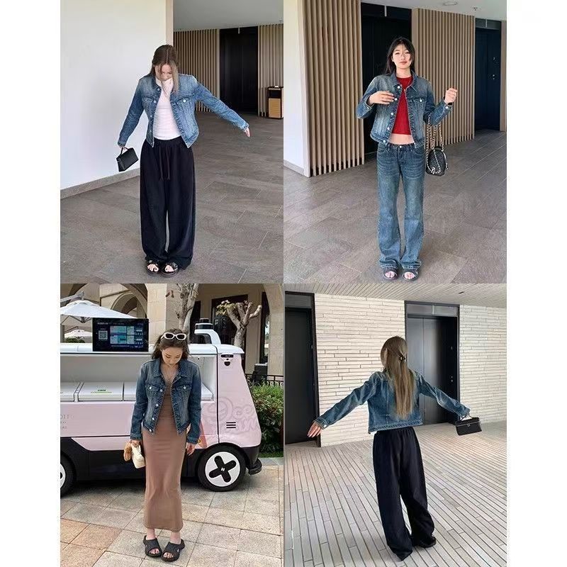 In-stock Short Cotton Jacket2025Winter Fleece-Lined New Cotton Jacket Loose Korean Style Denim Fur Collar Thickened Coat for Women