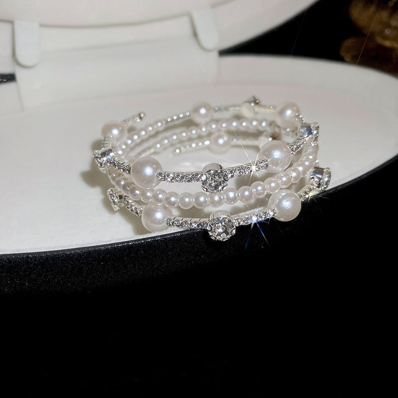 Baroque Pearl Wrap Open Bracelet Fashionable Light Luxury Elegant High-end Bracelet New Style Hand Jewelry Wholesale