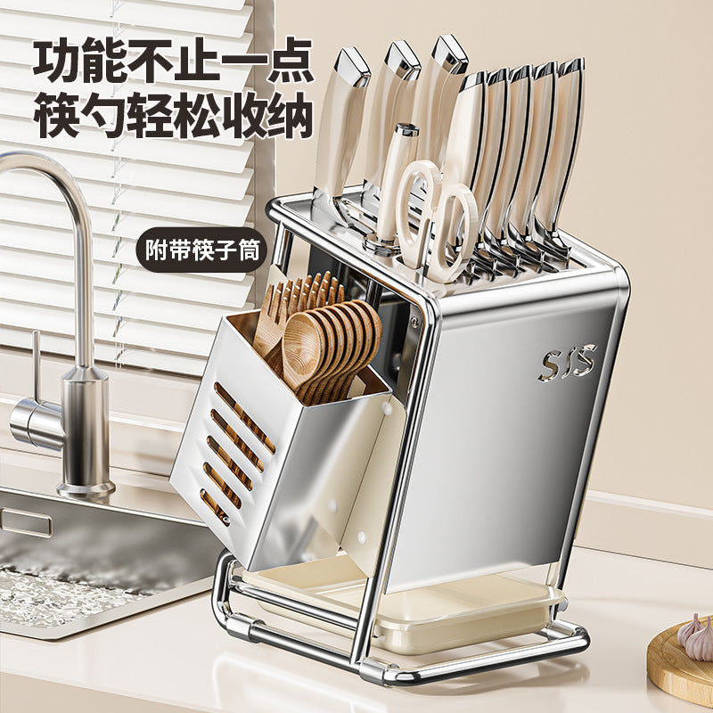 2025New Kitchen Knife Rack Storage Rack Cream Style Multifunctional Countertop Knife Holder Organizer Knife Storage Rack