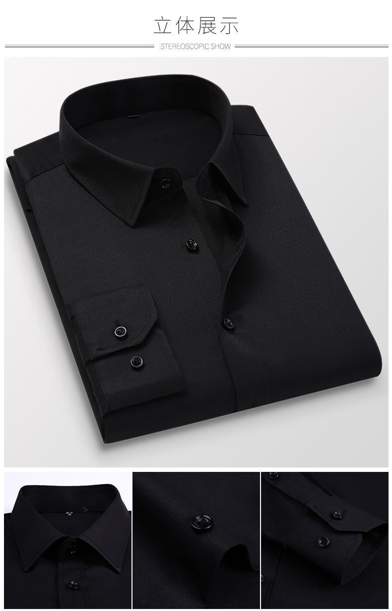 Men's Non-Iron Shirt Plus Size Breathable Business Casual Korean Style Slim Fit Shirt Professional Wear White Long Sleeve Shirt