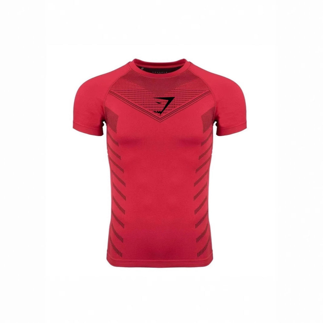 Foreign Trade Hot-Selling Cross-Border Men's Sports Running Fitness Quick-Dry Short Sleeve Tights3D 3D Printing GYMSHARK