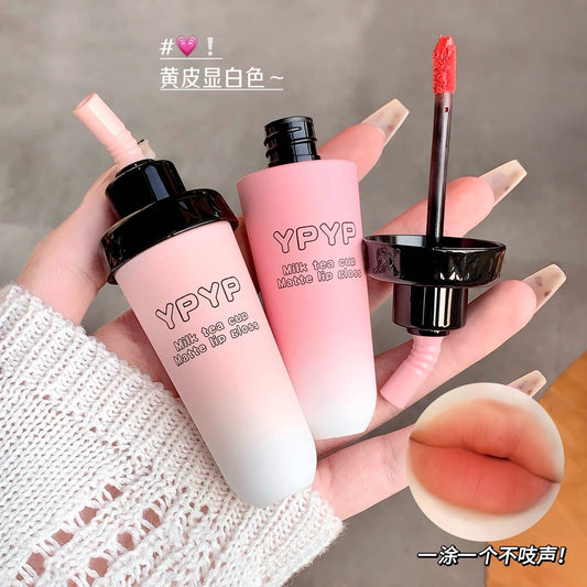 YPYP Milk Tea Cup Lip Mud Velvet Matte Matte Whitening Non-stick Cup Lipstick Lip Glaze Student Party Affordable Makeup Women