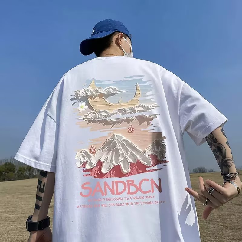 Summer New Short Sleeve Loose t T-shirt Men Fashion Brands Casual Half Sleeve Trendy T-shirt Bottoming Shirt Half Sleeve Shirt