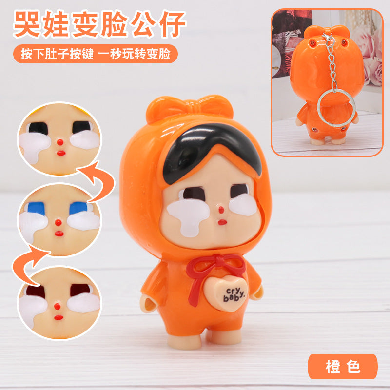 Internet Celebrity Crying Baby Face-Changing Doll Toy Keychain Backpack Accessory Hot-Selling Stress Relief Artifact Wholesale for Stalls