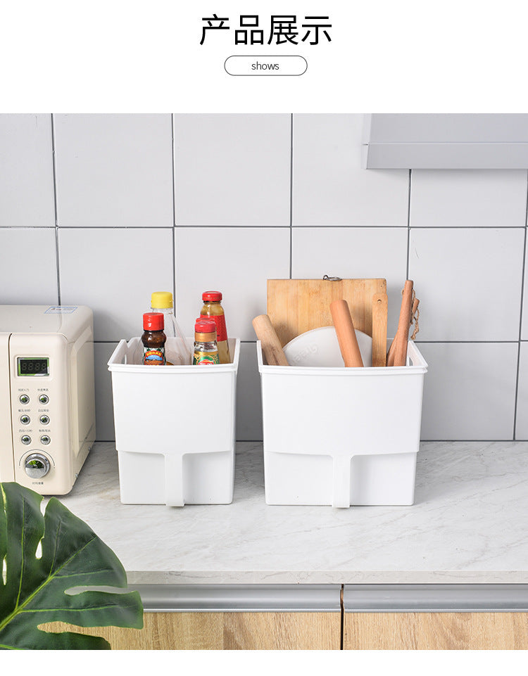 Kitchen Cabinet Storage Box Hanging Cabinet Organizer Handle Refrigerator Transparent Storage Basket with Handle High Storage Box