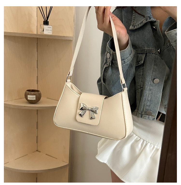 Korean Style Versatile Bag for Women2025Spring New Trendy Fashionable Single Shoulder Bag with Bowknot ins Underarm bag