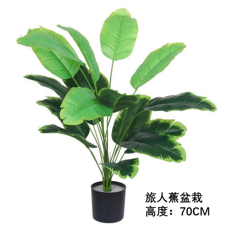 Cross-Border Nordic Large Living Room Decoration Bedroom Floor Fake Tree Bionic Traveler Banana Ficus Lyrata Potted Plant Artificial Green Plant