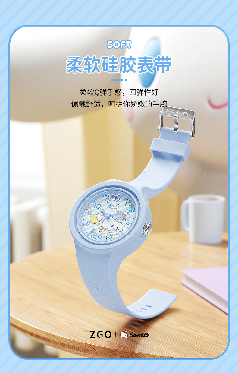 Sanrio Official Genuine Children's Watch for Girls, Cinnamoroll Waterproof, Only Tells Time, Quartz Watch for Middle School Students