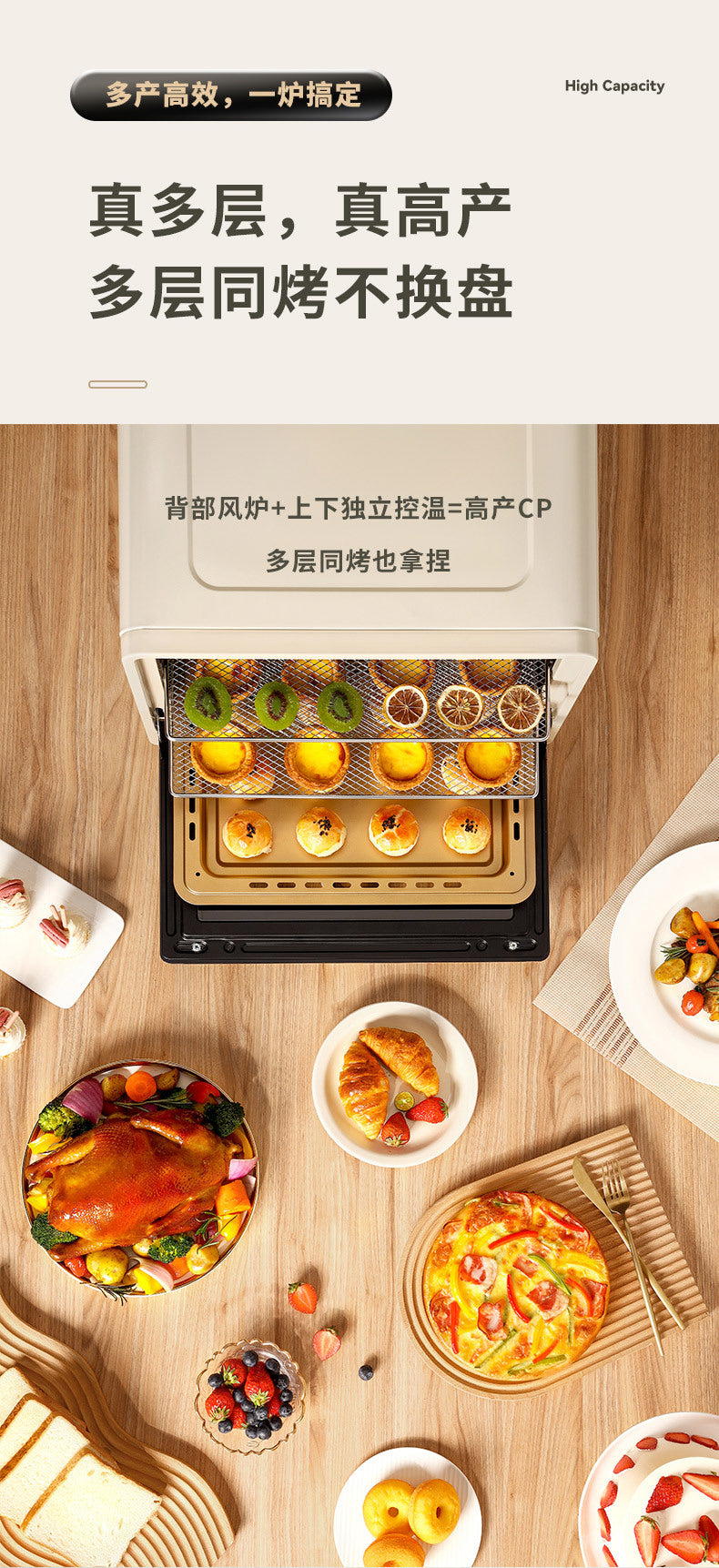 Convection Oven Commercial40L Household Small Baking Multi-Functional Fermentation Defrosting Enamel Air Fryer Electric Oven