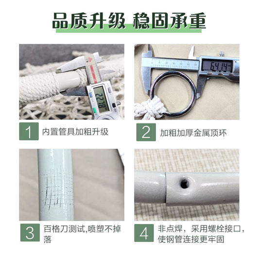 ins Nordic Style Tassel Hanging Chair Handwoven Hanging Basket Cotton Rope Swing Outdoor Hammock Balcony Cradle Chair Wholesale