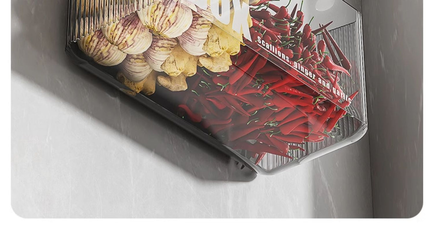 Younai Kitchen Onion Ginger Garlic Storage Box Wall-Mounted Vegetable Seasoning Storage Artifact Multi-Functional Shelf