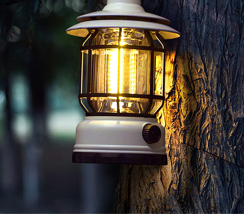 TikTok Hot-Selling Camping Light Atmosphere Light Flame Camping Light Tent Retro Lantern Outdoor Rechargeable Handheld Light Gift