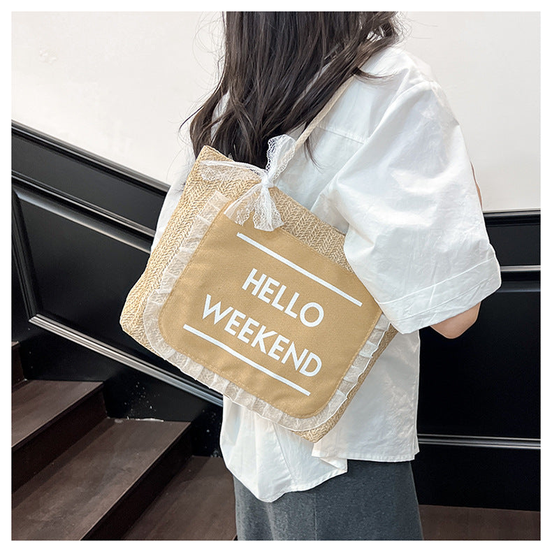 2025Large Capacity Elegant Korean Style Bag for Women Linen Canvas Bag Fashionable Eco-friendly Shopping Bag Single Shoulder Casual Handbag
