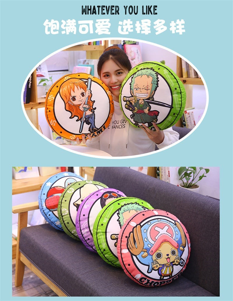 New One Piece Round Pillow Anime Merchandise Luffy Chopper One Piece Double-Sided Print Nap Cushion In Stock