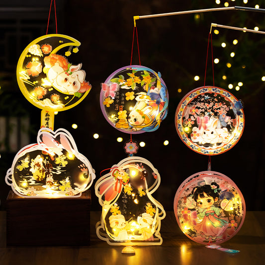 Mid-Autumn Festival Lantern2025New Rabbit Lantern Handmade diy Material Package Children's Portable Glowing Cartoon Palace Lantern