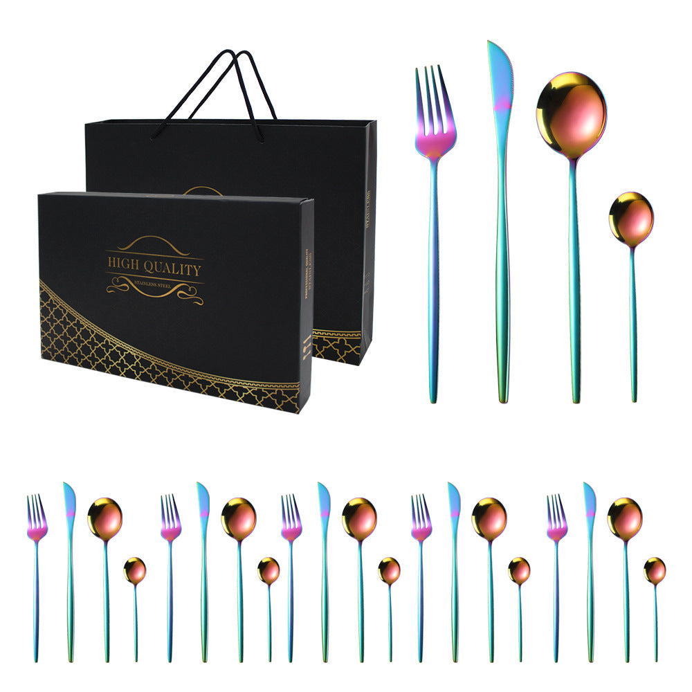 24 pcs stainless steel knife fork and spoon set cutlery set